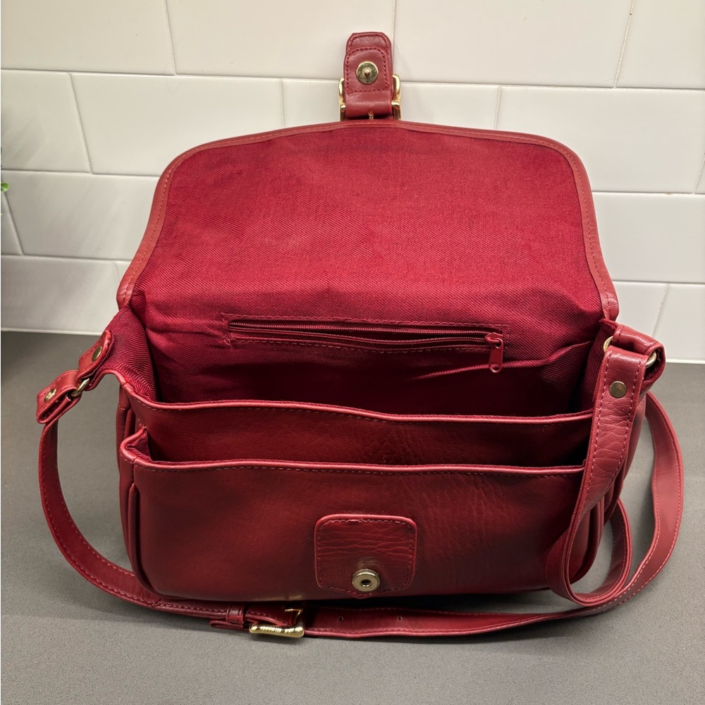 Red Vegan Leather Crossbody - Picture 5 of 10